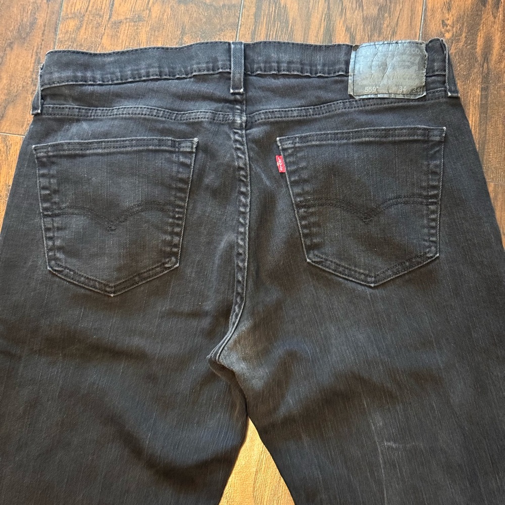Levi's 559 Jeans Mens 34x34 Black Relaxed Straight Denim (FITS 34x32) Work Ranch - Picture 10 of 16